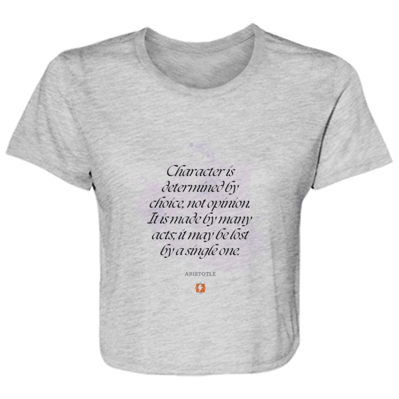 Ladies' Flowy Cropped Tee with inspiring Aristotle quote: A107 - Character is the sum-total of your choices - Color: Athletic Heather