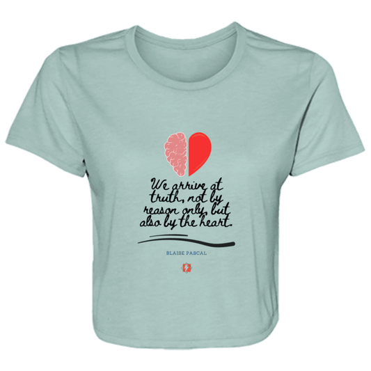 Ladies' Flowy Cropped Tee with inspiring Pascal quote: BP116 - Truth requires both the head and the heart - Color: Dusty Blue