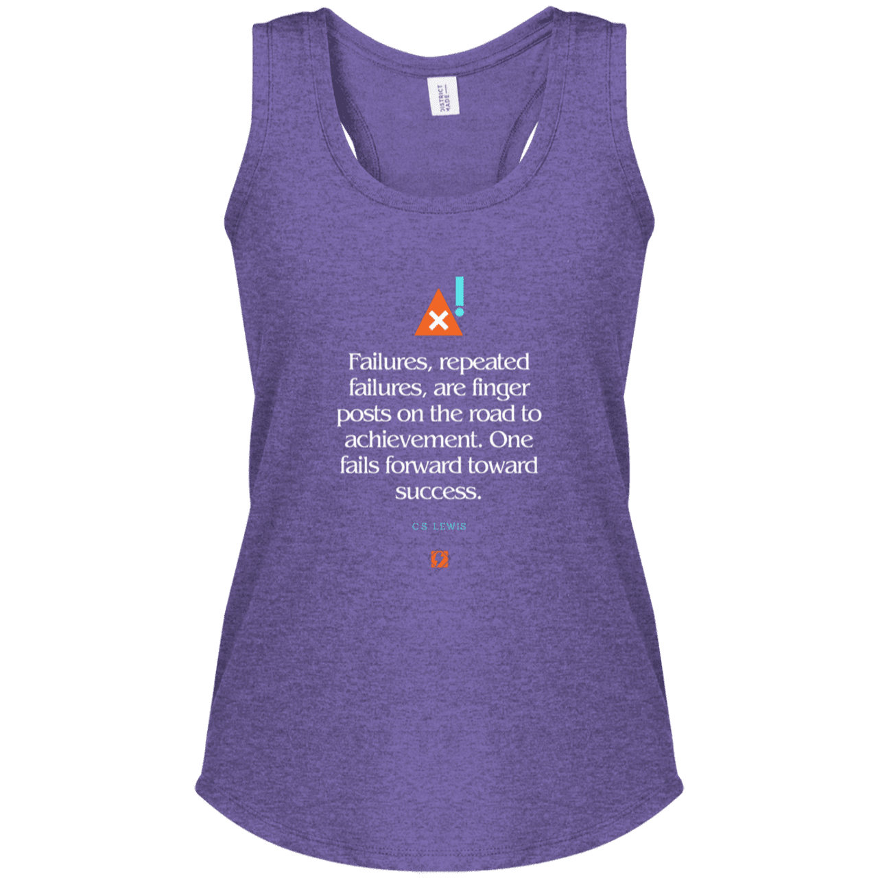 Ladies' Perfect Tri Racerback Tank with inspiring CS Lewis quote: CS104 - Failures to Success - Color: Purple Frost