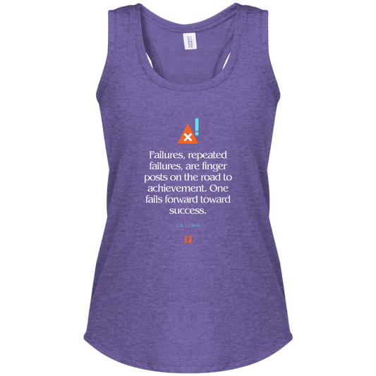 Ladies' Perfect Tri Racerback Tank with inspiring CS Lewis quote: CS104 - Failures to Success - Color: Purple Frost