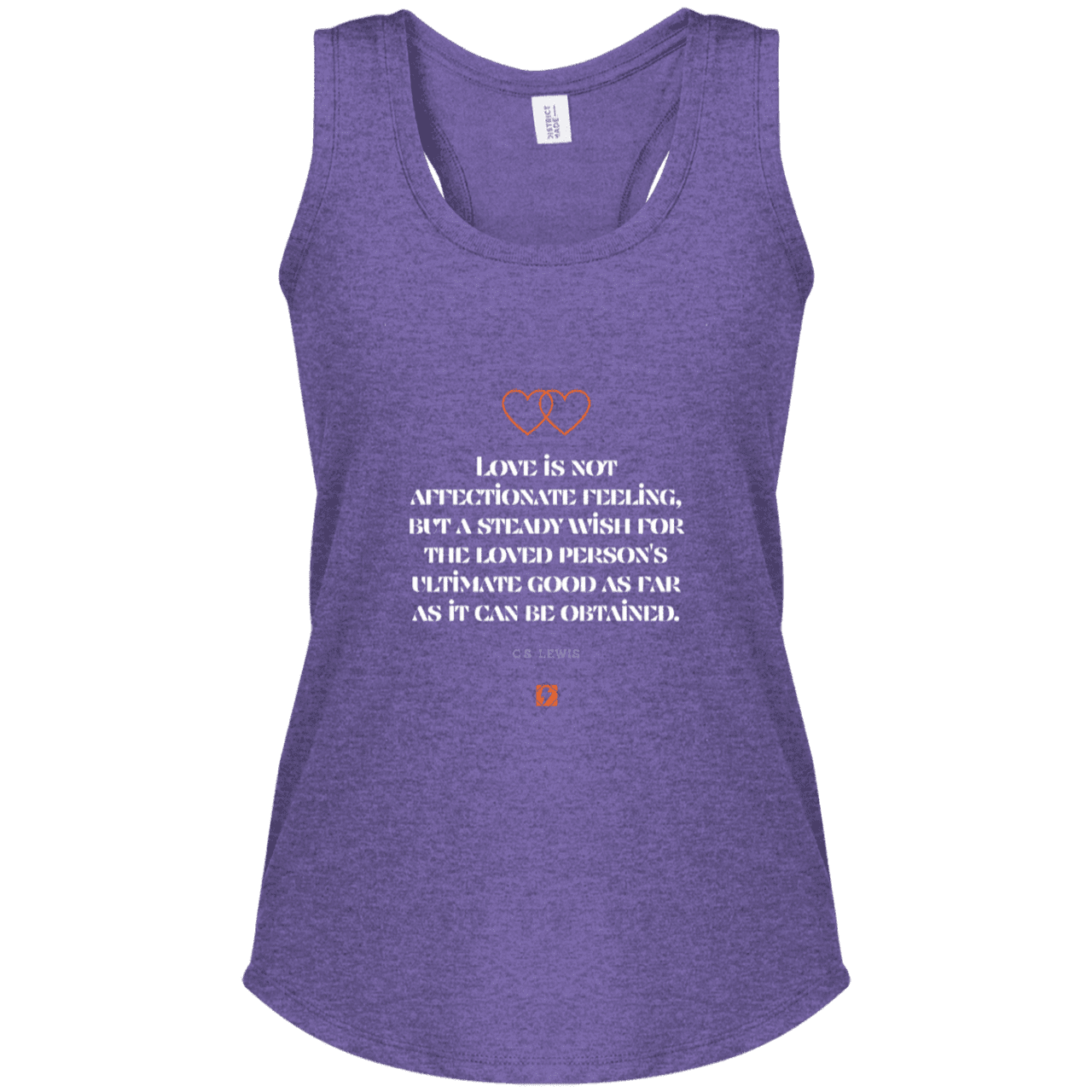 Ladies' Perfect Tri Racerback Tank with inspiring CS Lewis quote: CS108 - Love is about the ultimate good - Color: Purple Frost