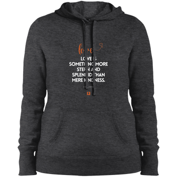 Ladies' Pullover Hooded Sweatshirt with inspiring CS Lewis quote: CS109 - Love is more than kindness - Color: Graphite Heather