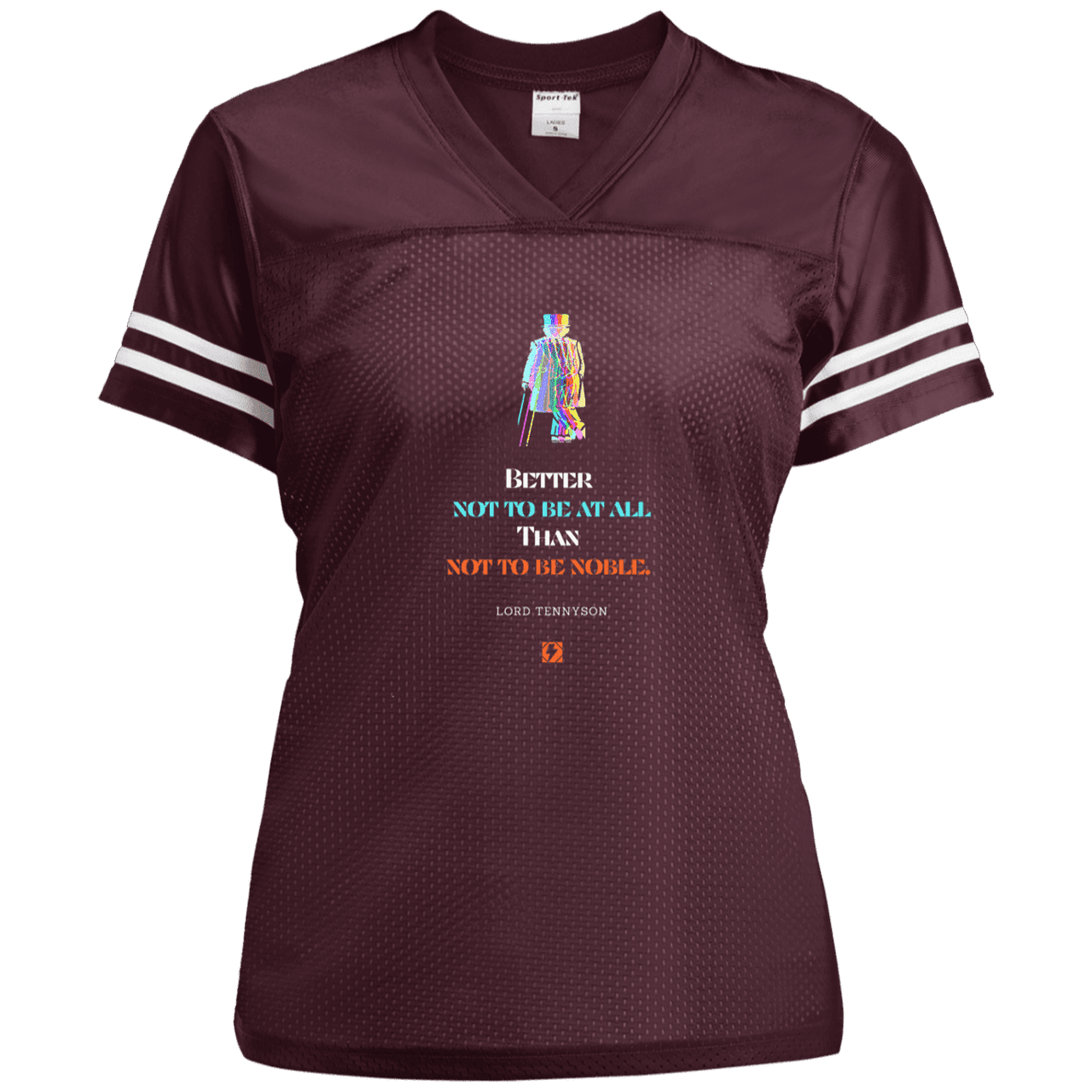 Ladies' Replica Jersey with inspiring Tennyson quote: LT102 - Being noble is what counts - Color: Maroon/White