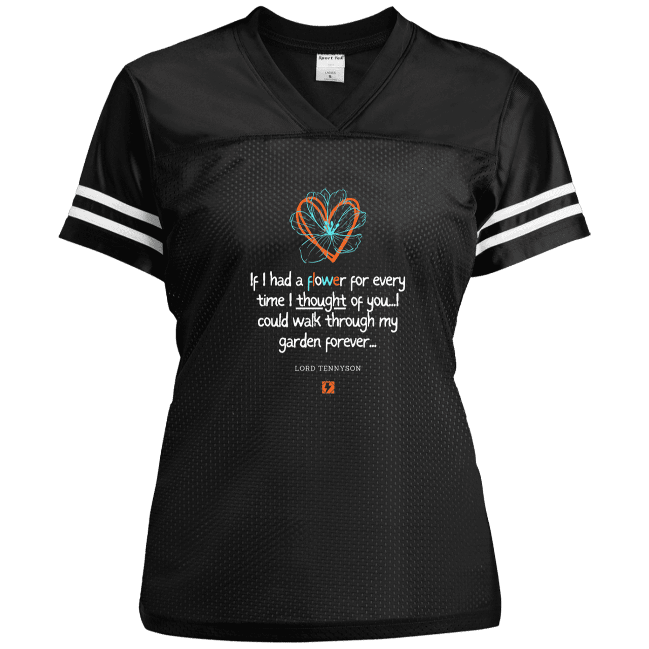 Ladies' Replica Jersey with inspiring Tennyson quote: LT104 - Thinking of you - Color: Black/White