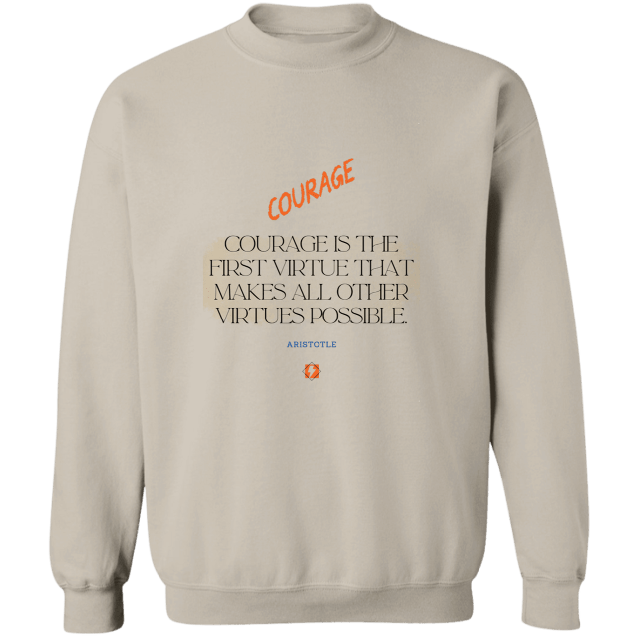 Men's Crewneck Pullover Sweatshirt G180 with inspiring Aristotle quote: A108 - Courage is the highest virtue - Color: 