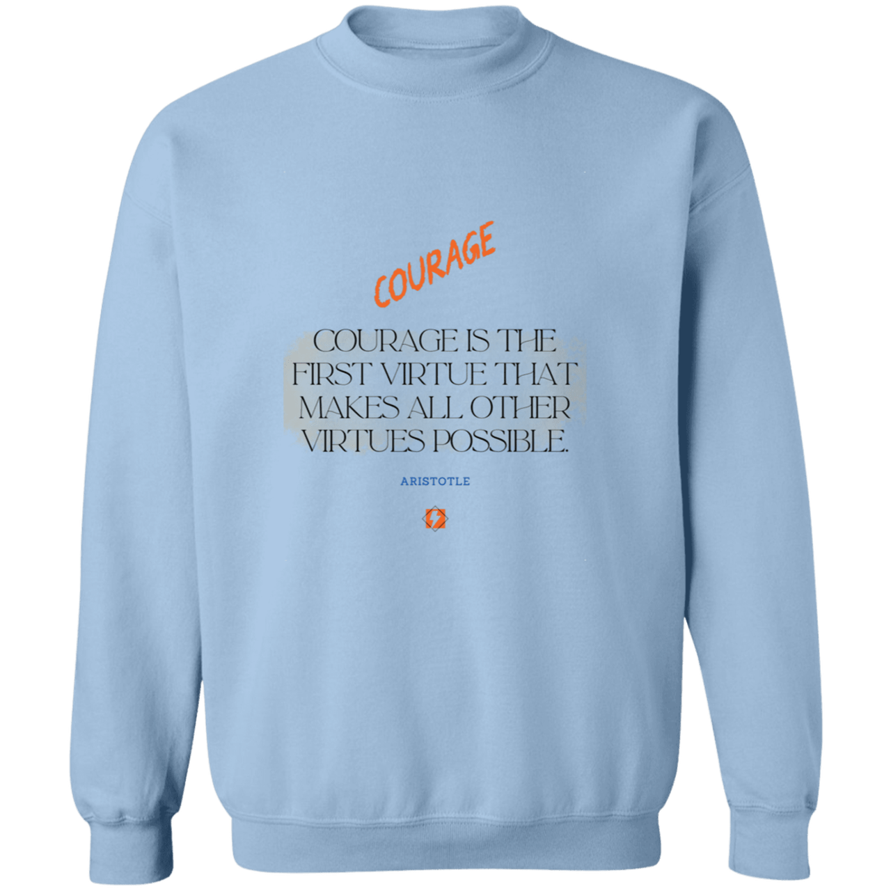 Men's Crewneck Pullover Sweatshirt G180 with inspiring Aristotle quote: A108 - Courage is the highest virtue - Color: 