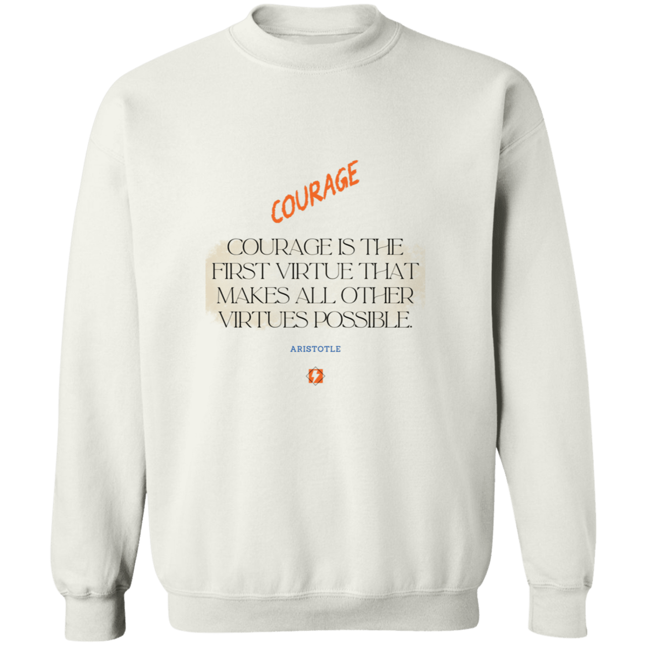 Men's Crewneck Pullover Sweatshirt G180 with inspiring Aristotle quote: A108 - Courage is the highest virtue - Color: 