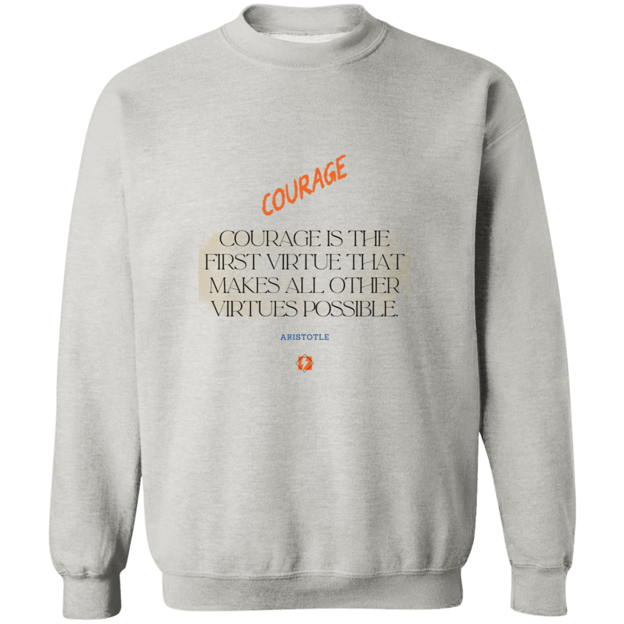 Men's Crewneck Pullover Sweatshirt G180 with inspiring Aristotle quote: A108 - Courage is the highest virtue - Color: 