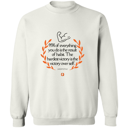 Men's Crewneck Pullover Sweatshirt G180 with inspiring Aristotle quote: A101 - Habits lead to victory - Color: 