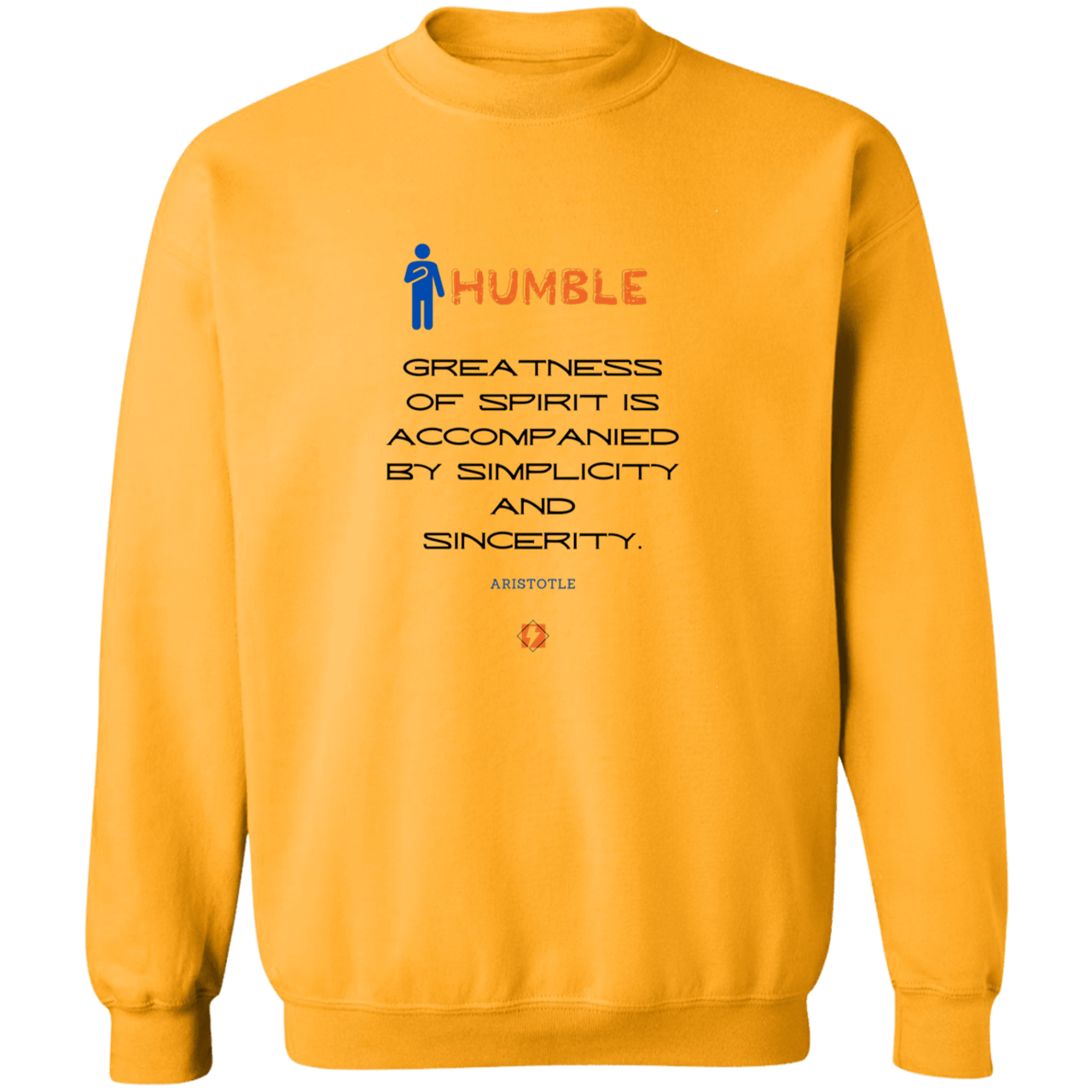 Men's Crewneck Pullover Sweatshirt G180 with inspiring Aristotle quote: A111 - Staying humble elevates greatness - Color: 