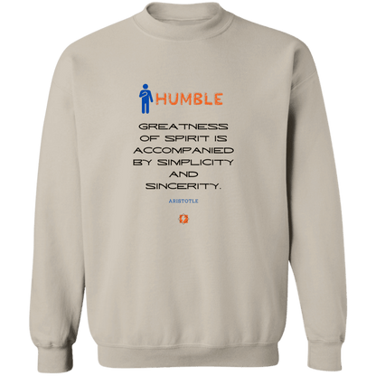 Men's Crewneck Pullover Sweatshirt G180 with inspiring Aristotle quote: A111 - Staying humble elevates greatness - Color: 