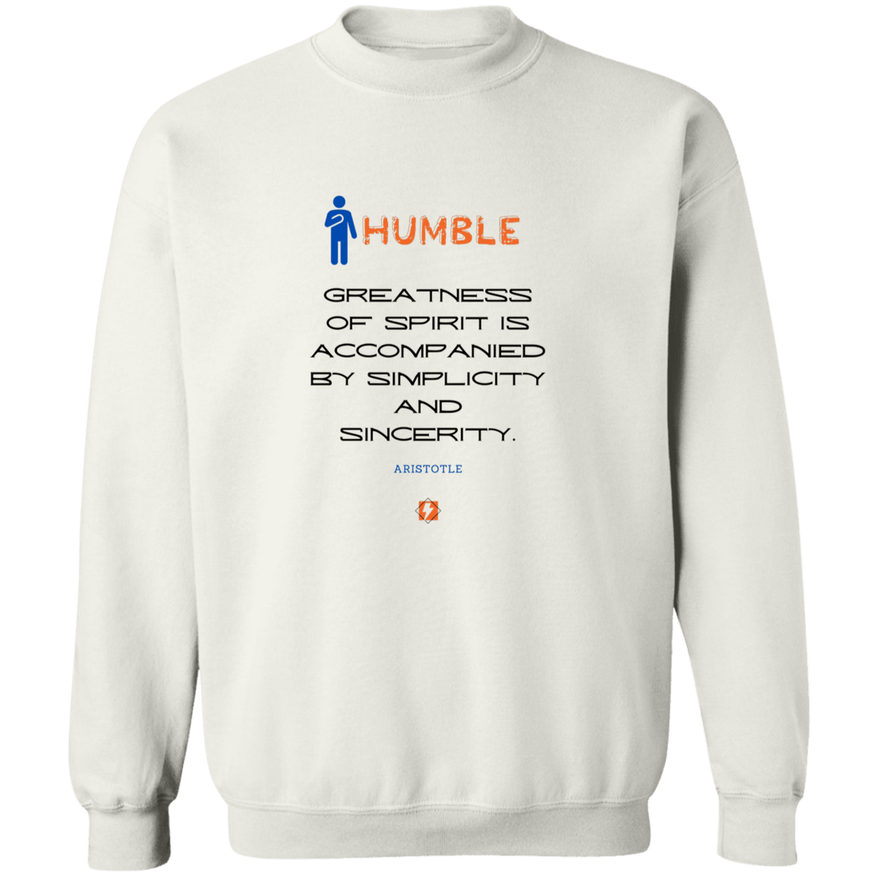 Men's Crewneck Pullover Sweatshirt G180 with inspiring Aristotle quote: A111 - Staying humble elevates greatness - Color: 