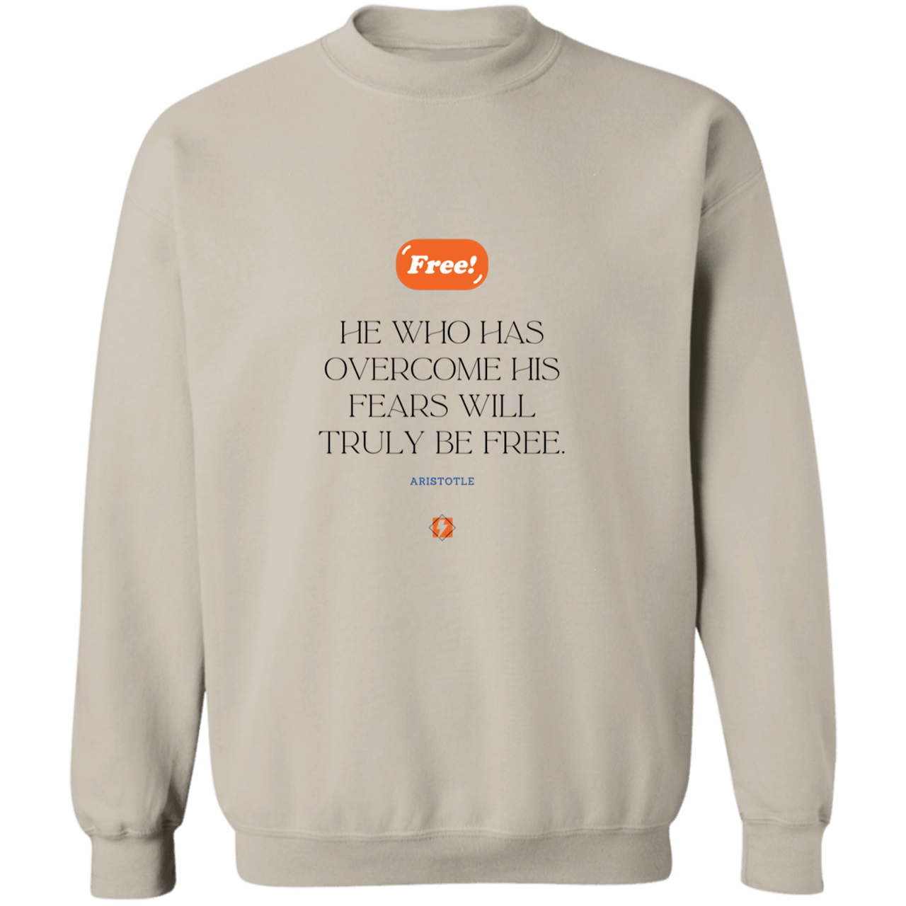 Men's Crewneck Pullover Sweatshirt G180 with inspiring Aristotle quote: A114 - True freedom is fearlessness - Color: 