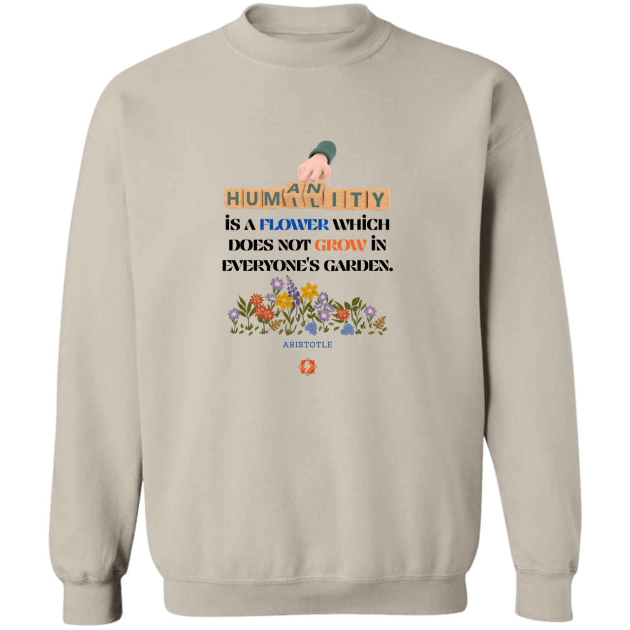 Men's Crewneck Pullover Sweatshirt G180 with inspiring Aristotle quote: A115 - Humility is not in everyone - Color: 