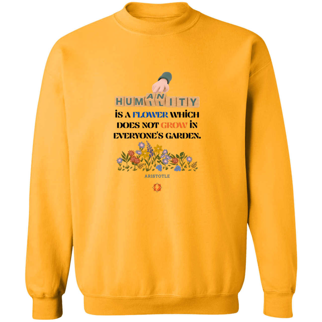 Men's Crewneck Pullover Sweatshirt G180 with inspiring Aristotle quote: A115 - Humility is not in everyone - Color: 