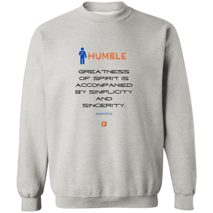 Men's Crewneck Pullover Sweatshirt G180 with inspiring Aristotle quote: A111 - Staying humble elevates greatness - Color: 