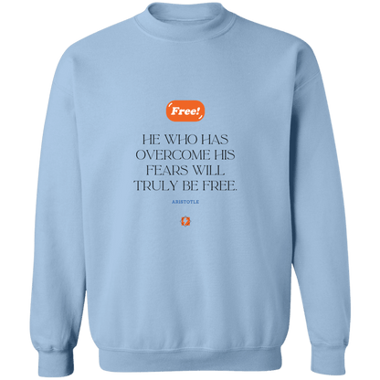 Men's Crewneck Pullover Sweatshirt G180 with inspiring Aristotle quote: A114 - True freedom is fearlessness - Color: 