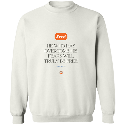 Men's Crewneck Pullover Sweatshirt G180 with inspiring Aristotle quote: A114 - True freedom is fearlessness - Color: 