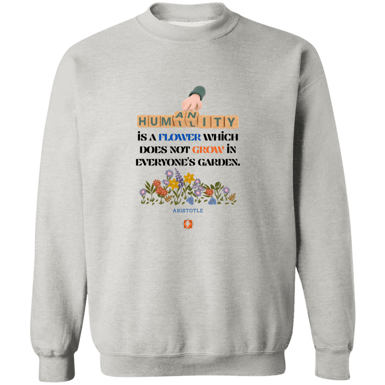 Men's Crewneck Pullover Sweatshirt G180 with inspiring Aristotle quote: A115 - Humility is not in everyone - Color: 