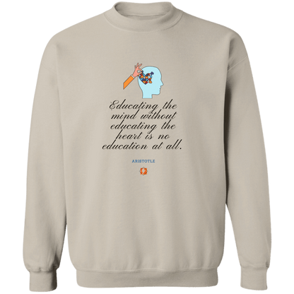 Men's Crewneck Pullover Sweatshirt G180 with inspiring Aristotle quote: A110 - Education must include the heart - Color: 