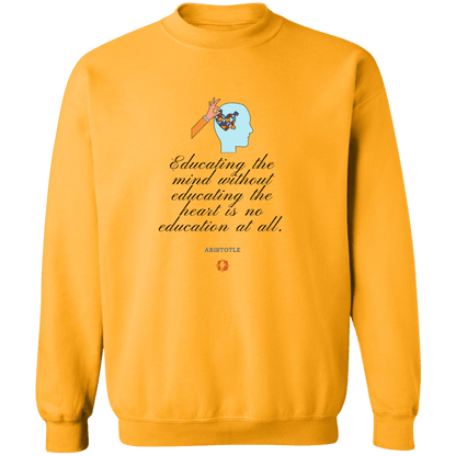 Men's Crewneck Pullover Sweatshirt G180 with inspiring Aristotle quote: A110 - Education must include the heart - Color: 