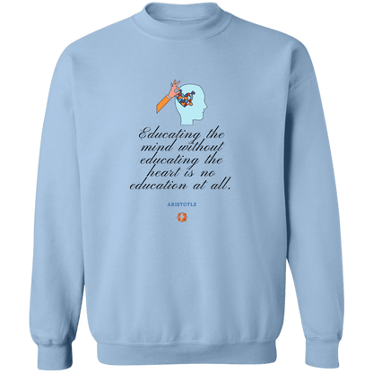 Men's Crewneck Pullover Sweatshirt G180 with inspiring Aristotle quote: A110 - Education must include the heart - Color: 