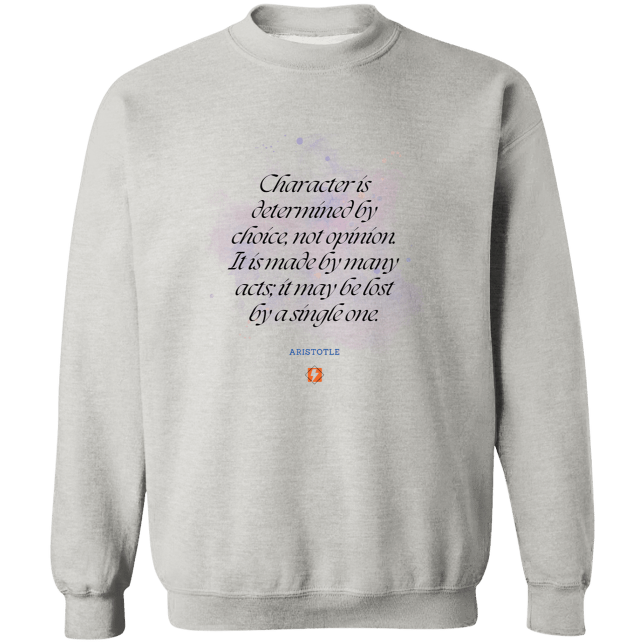 Men's Crewneck Pullover Sweatshirt G180 with inspiring Aristotle quote: A107 - Character is the sum-total of your choices - Color: 