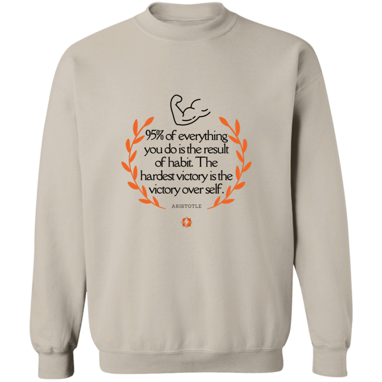 Men's Crewneck Pullover Sweatshirt G180 with inspiring Aristotle quote: A101 - Habits lead to victory - Color: 