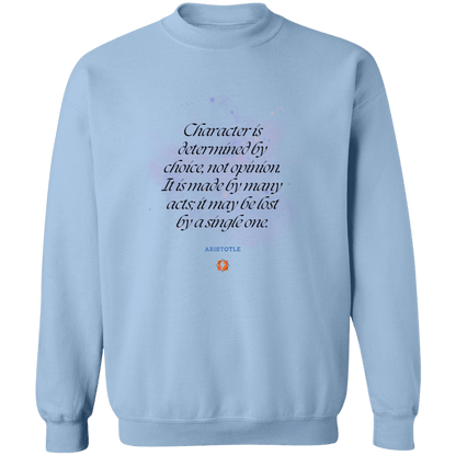 Men's Crewneck Pullover Sweatshirt G180 with inspiring Aristotle quote: A107 - Character is the sum-total of your choices - Color: 