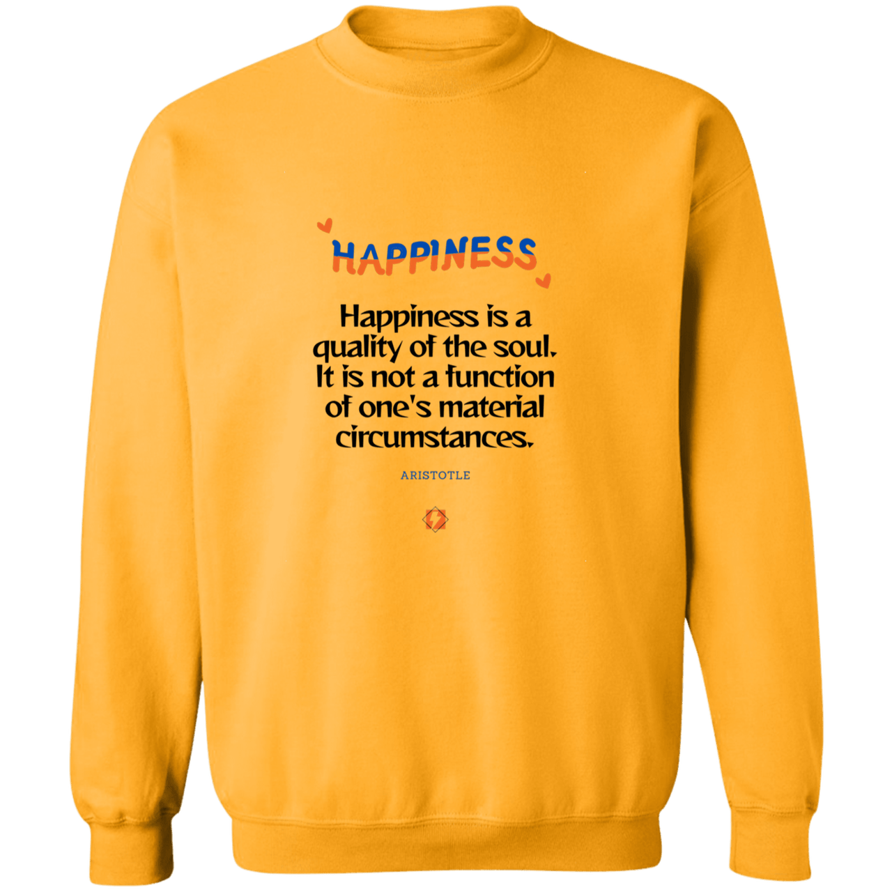 Men's Crewneck Pullover Sweatshirt G180 with inspiring Aristotle quote: A112 - Happiness is not circumstantial - Color: 