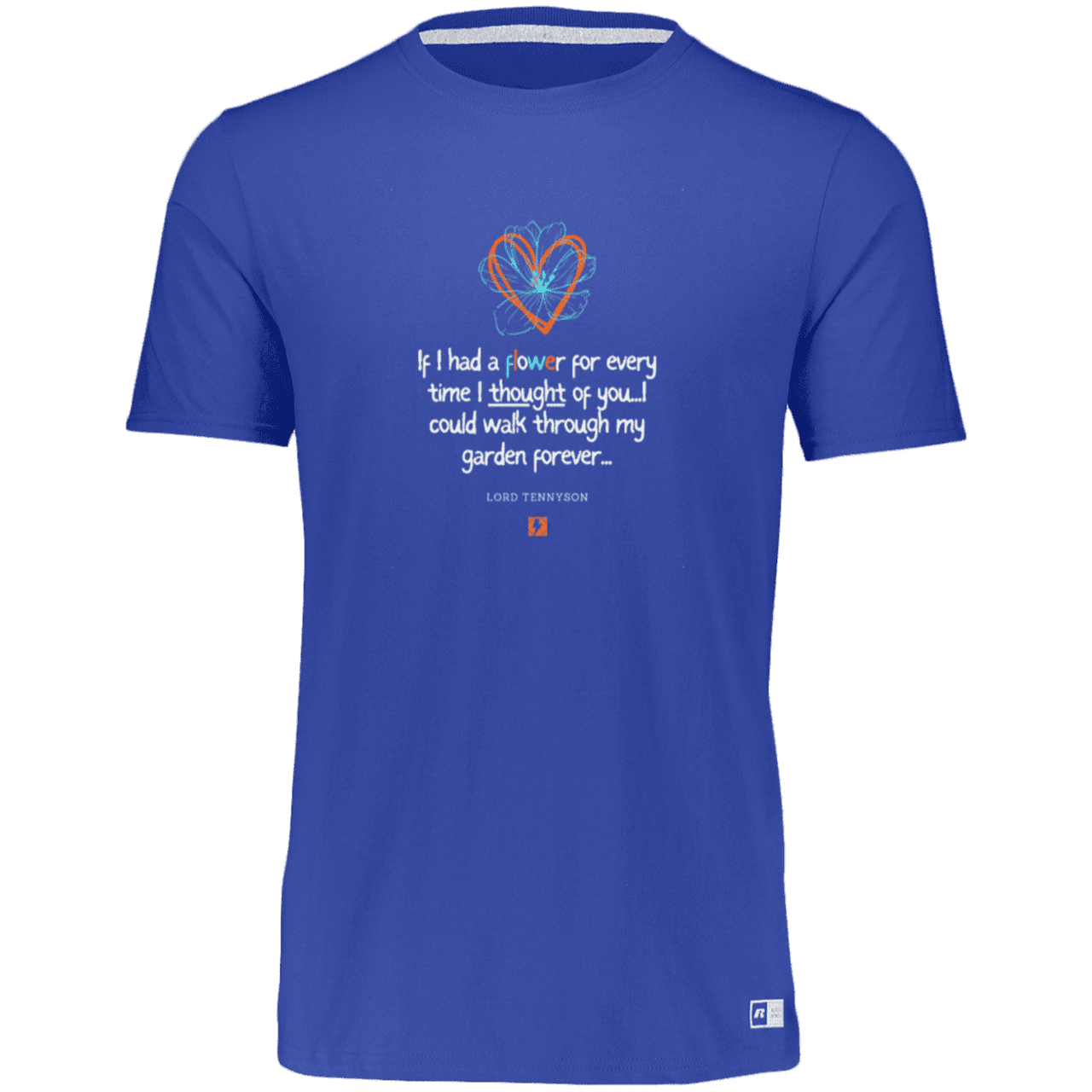 Men's Essential Dri-Power T-Shirt 64STTM with inspiring Tennyson quote: LT104 - Thinking of you - Color: Royal Blue