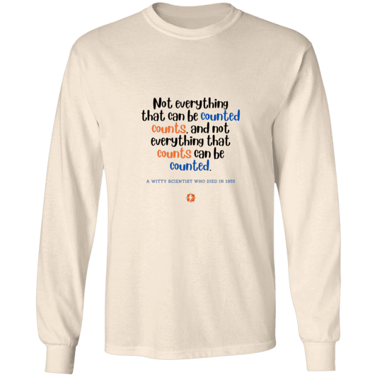 Men's LS Ultra Cotton Light with inspiring Einstein quote: E104 - Not everything that can be counted counts - Color: Natural