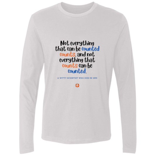 Men's Premium LS Light NL3601 with inspiring Einstein quote: E104 - Not everything that can be counted counts - Color: White