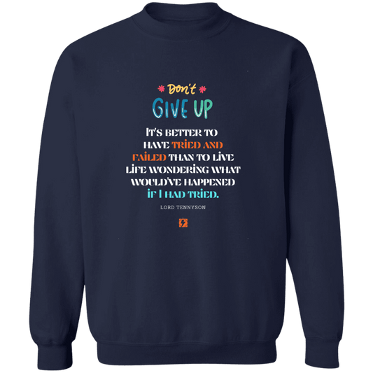 Men's Pullover Crewneck Sweatshirt Z65x with inspiring Tennyson quote: LT106 - Failure better than non-attempt - Color: Navy