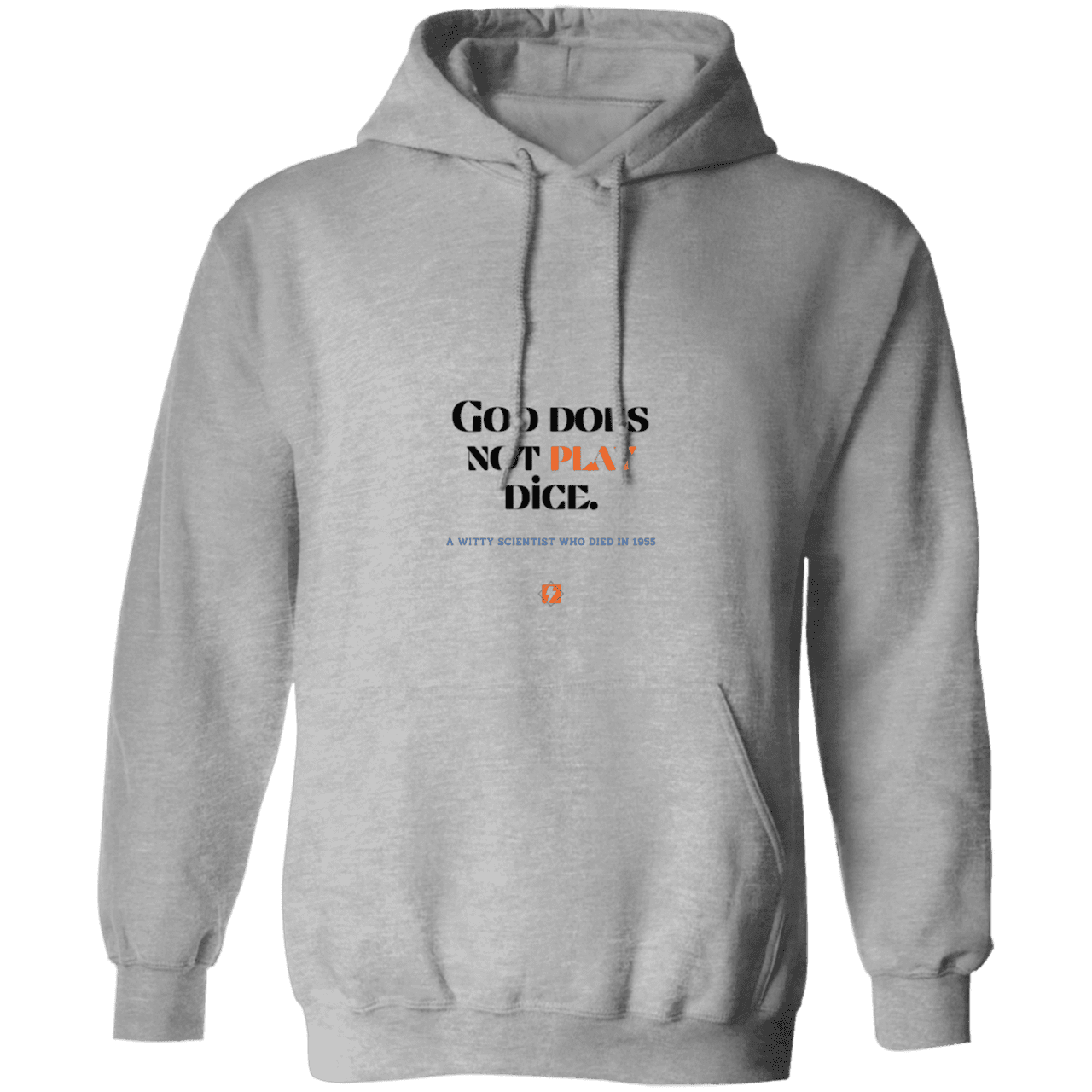 Men's Pullover Hoodie G185 with inspiring Einstein quote: E121 - God does not play dice - Color: Sport Grey