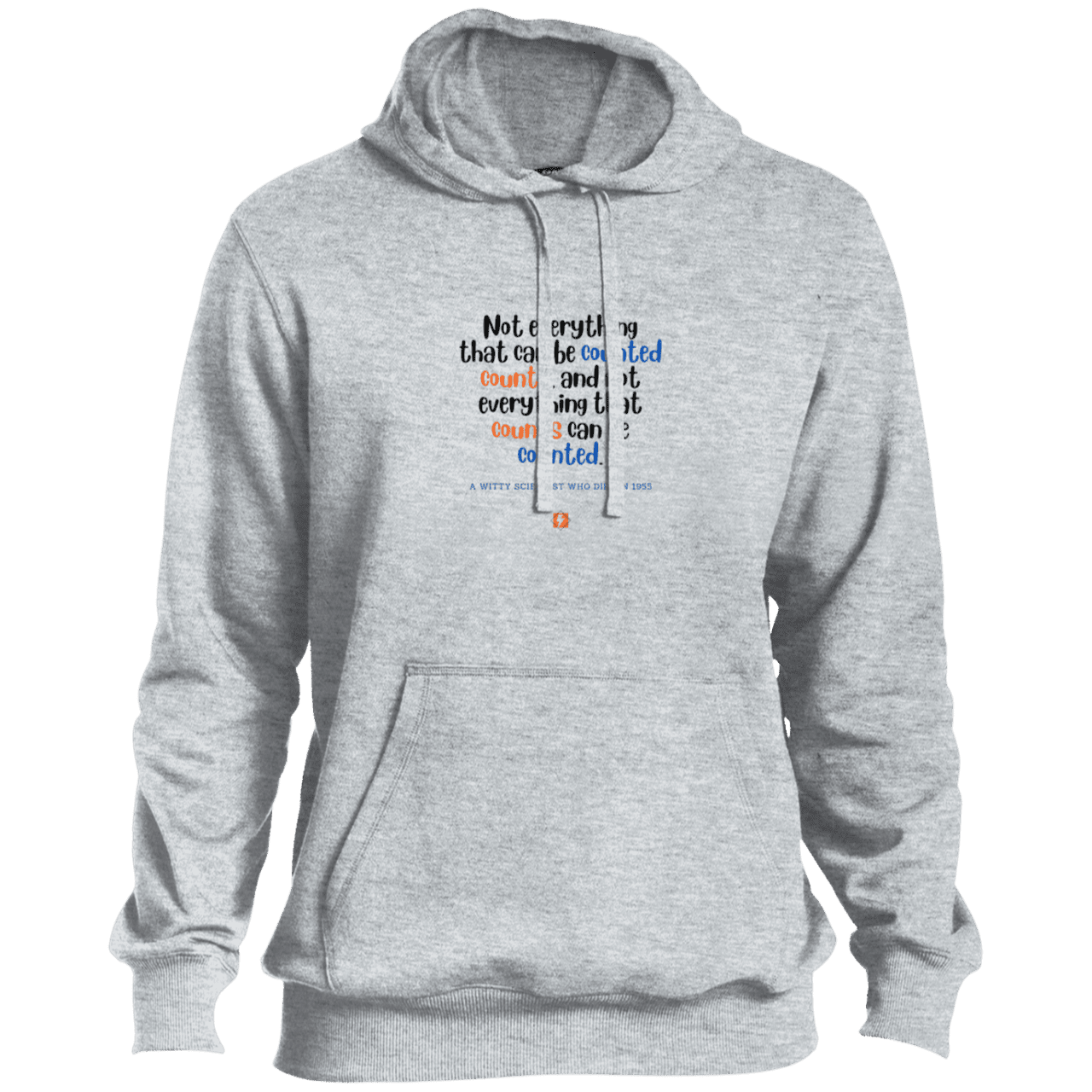 Men's Pullover Hoodie ST254 with inspiring Einstein quote: E104 - Not everything that can be counted counts - Color: Athletic Heather