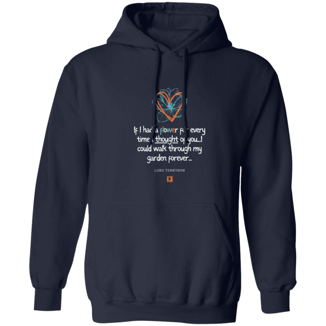 Men's Pullover Hoodie Z66x with inspiring Tennyson quote: LT104 - Thinking of you - Color: Navy