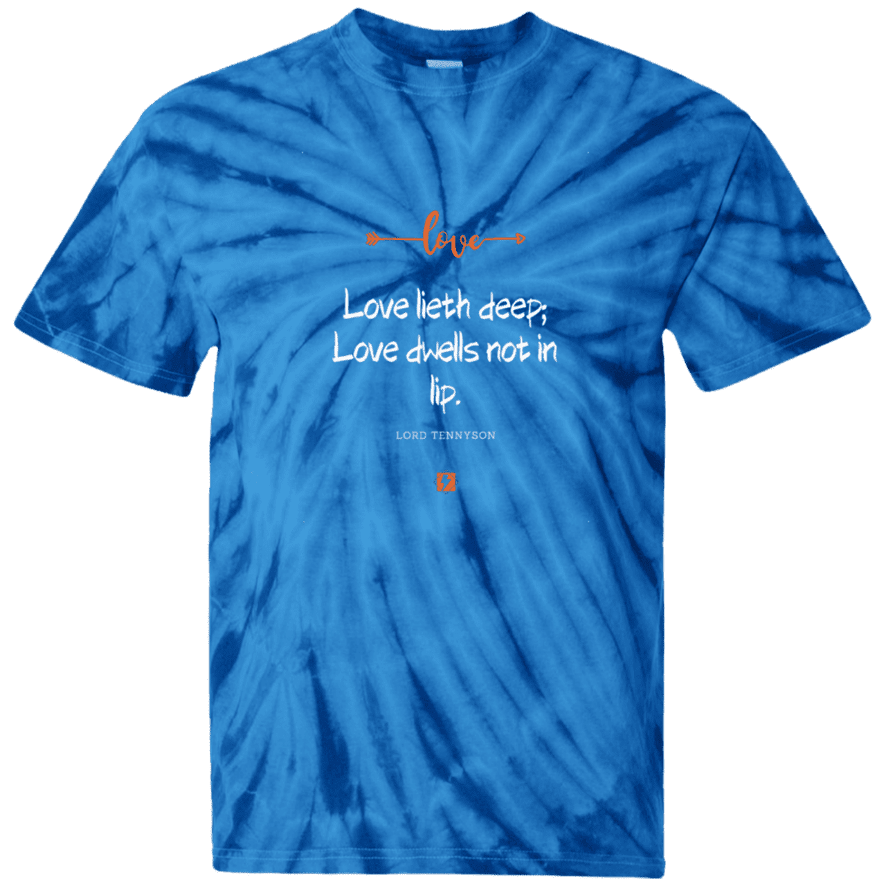 Men's T-Shirt Cotton Tie Dye CD100 with inspiring Tennyson quote: LT110 - Love is in the depth of the heart - Color: SpiderRoyal