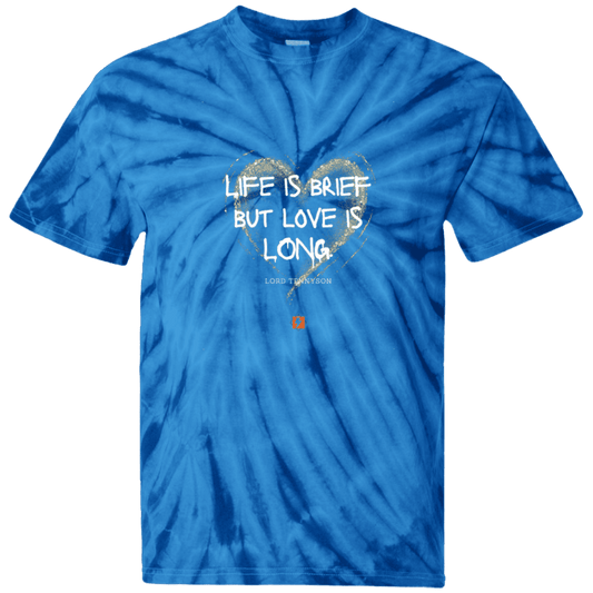 Men's T-Shirt Cotton Tie Dye CD100 with inspiring Tennyson quote: LT108 - Life vs Love - Color: SpiderRoyal