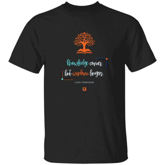 Men's T-Shirt G500 with inspiring Tennyson quote: LT107 - Knowledge vs Wisdom - Color: Black