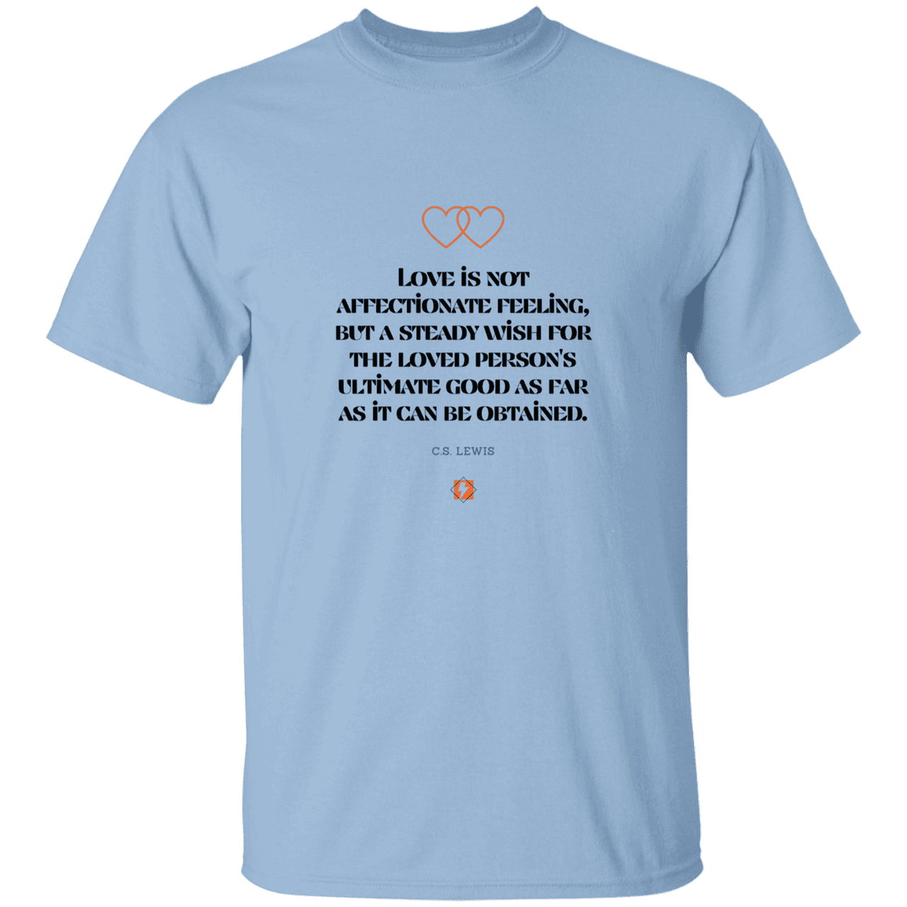 Men's T-Shirt Heavyweight G500 with inspiring CS Lewis quote: CS108 - Love is about the ultimate good - Color: Light Blue