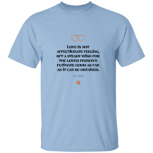 Men's T-Shirt Heavyweight G500 with inspiring CS Lewis quote: CS108 - Love is about the ultimate good - Color: Light Blue