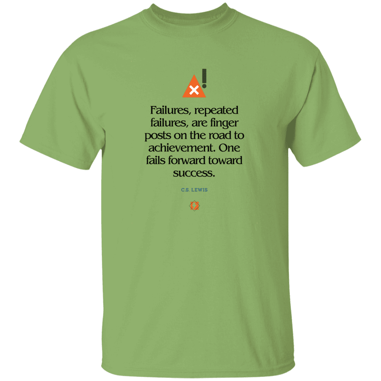 Men's T-Shirt Heavyweight G500 with inspiring CS Lewis quote: CS104 - Failures to Success - Color: Kiwi