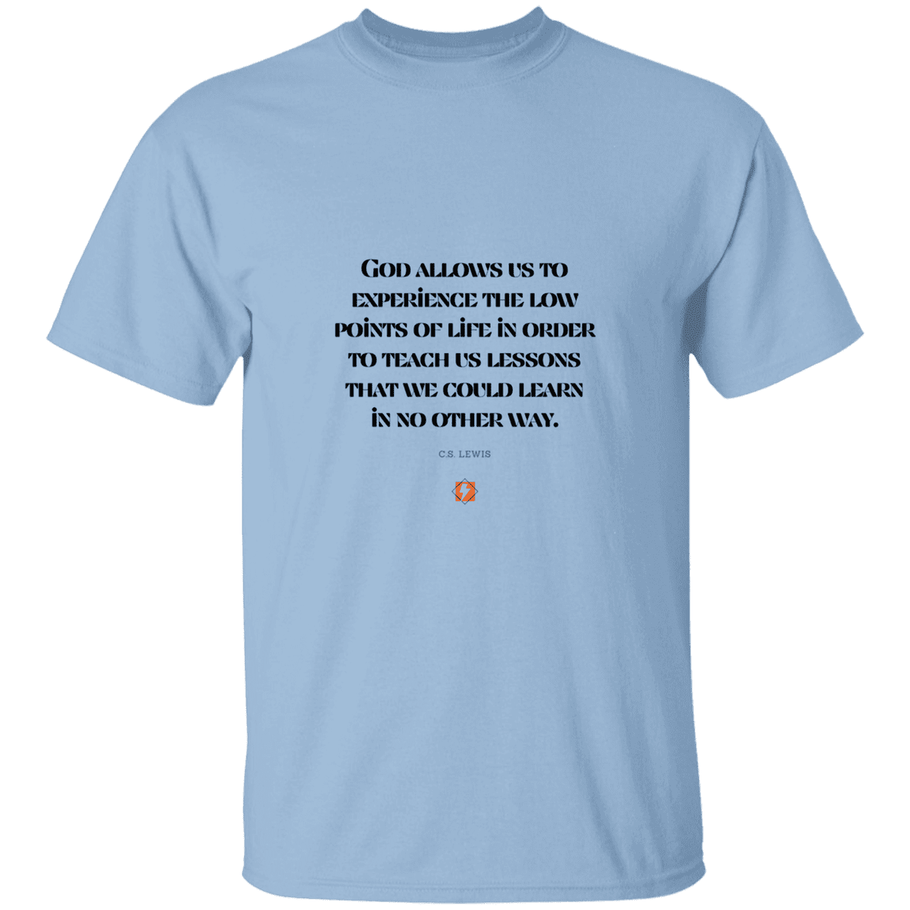 Men's T-Shirt Heavyweight G500 with inspiring CS Lewis quote: CS105 - Lowpoints are lessons - Color: Light Blue