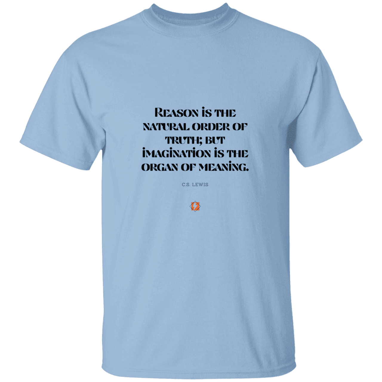 Men's T-Shirt Heavyweight G500 with inspiring CS Lewis quote: CS113 - Truth and meaning require reason and imagination - Color: Light Blue