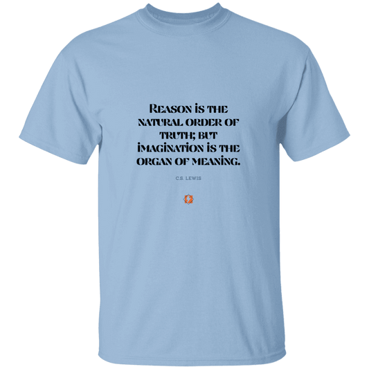 Men's T-Shirt Heavyweight G500 with inspiring CS Lewis quote: CS113 - Truth and meaning require reason and imagination - Color: Light Blue