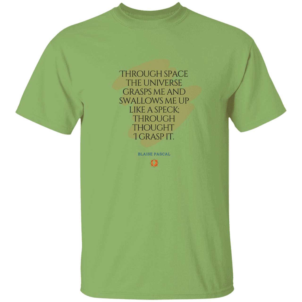 Men’s T-Shirt Heavyweight G500 with inspiring Pascal quote: BP113 - Thought transcends space, matter and time - Color: Kiwi