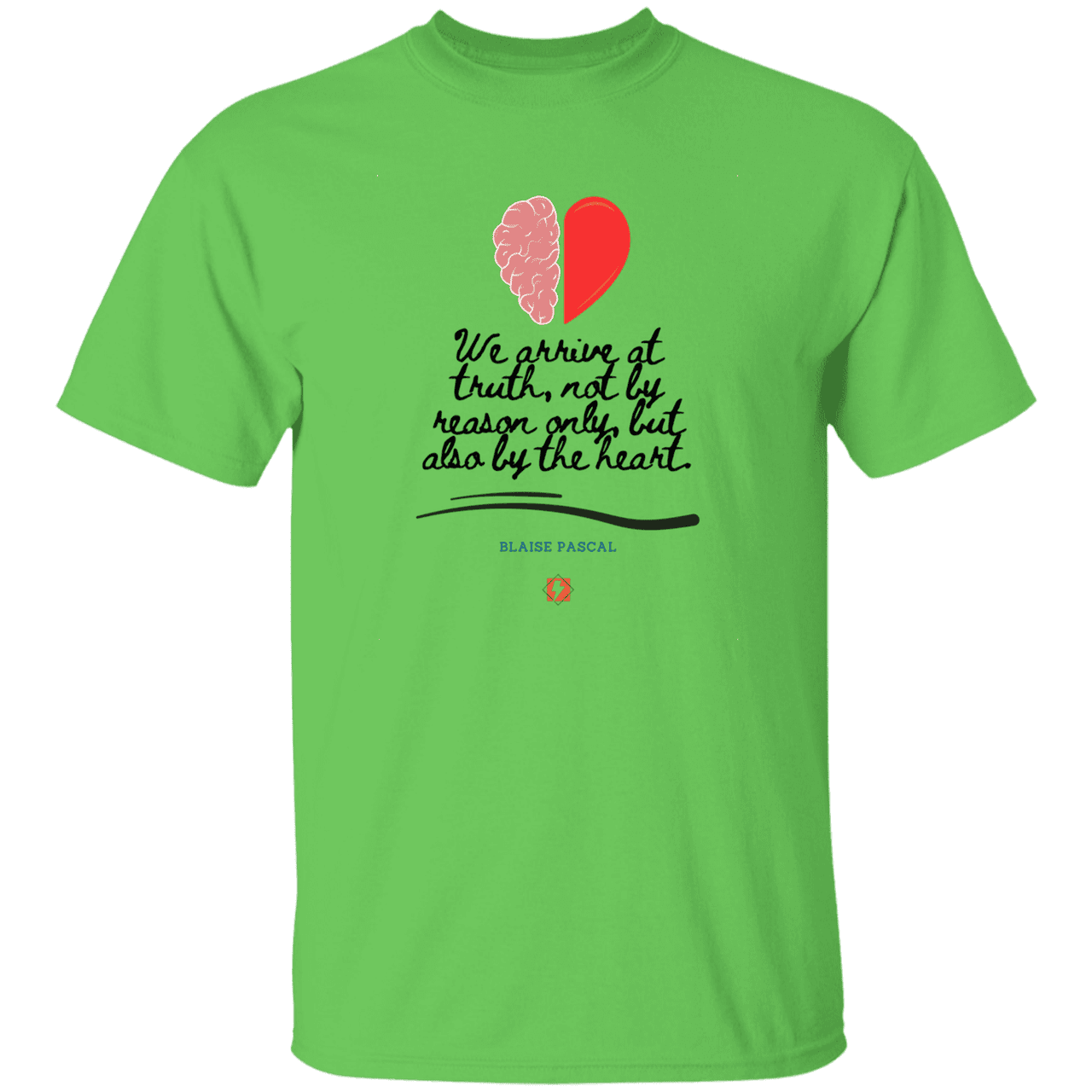 Men’s T-Shirt Heavyweight G500 with inspiring Pascal quote: BP116 - Truth requires both the head and the heart - Color: Lime