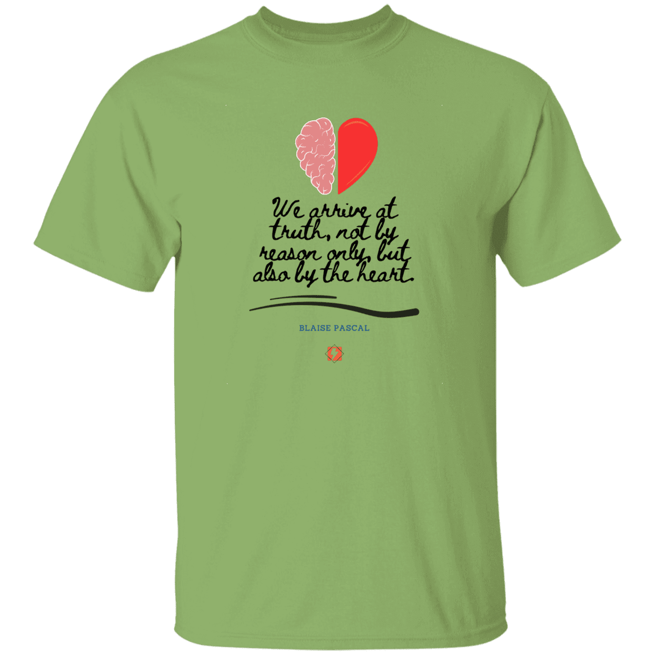 Men’s T-Shirt Heavyweight G500 with inspiring Pascal quote: BP116 - Truth requires both the head and the heart - Color: Kiwi