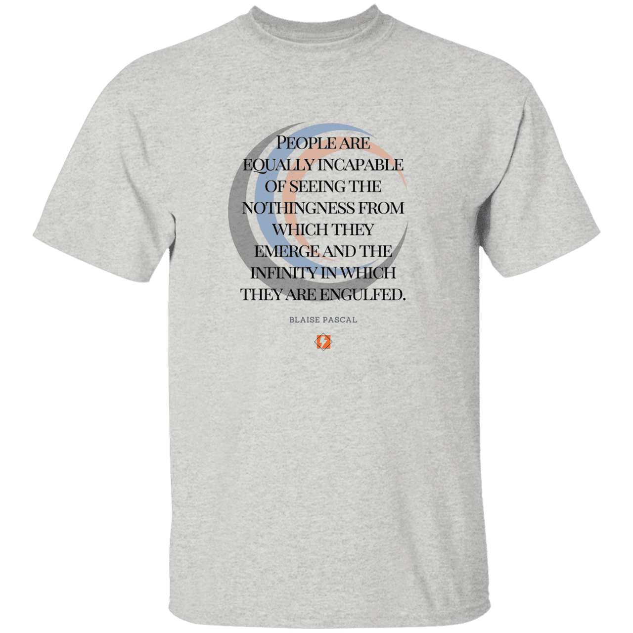 Men’s T-Shirt Heavyweight G500 with inspiring Pascal quote: BP107 - One cannot square up nothingness and infinity - Color: Ash